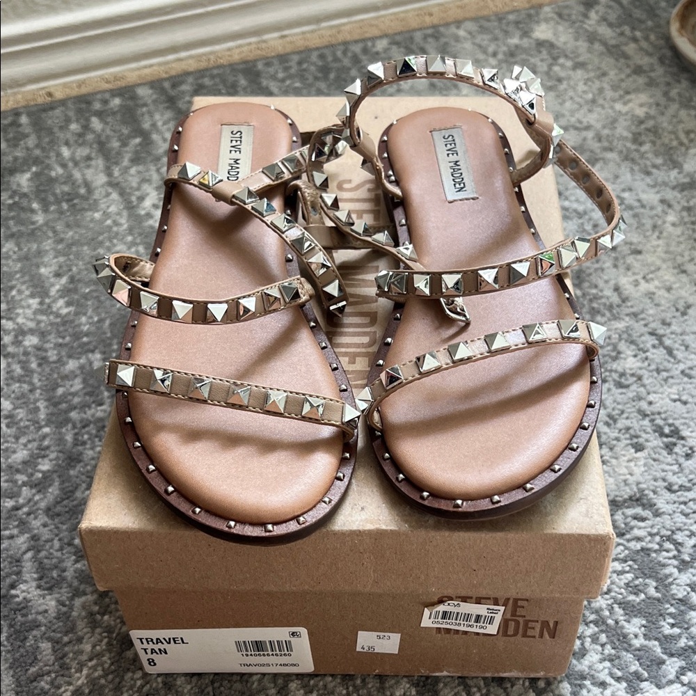 Steve Madden Brown Studded Strappy Sandals Size 8